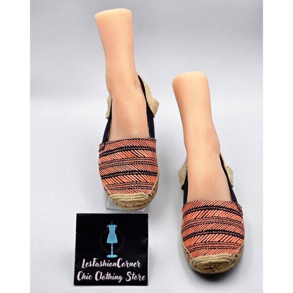 Coach Women's Coral/Blue Rayanne Sling Flat Espadrille Size 9B 336 - Picture 2 of 14